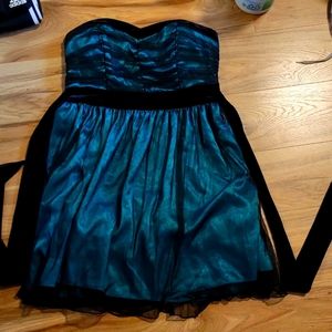 Black blue sequin hearts mini dress 2000s